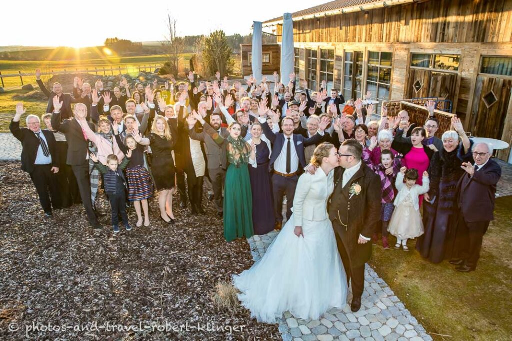 A group photo of a wedding