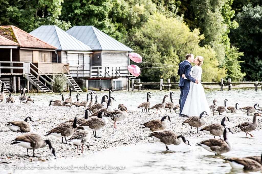 A bridal couple in bavaria