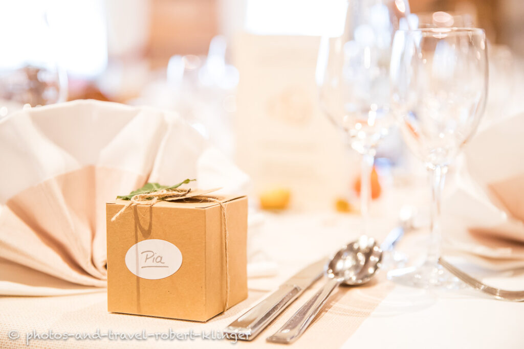 Table decoration of a wedding