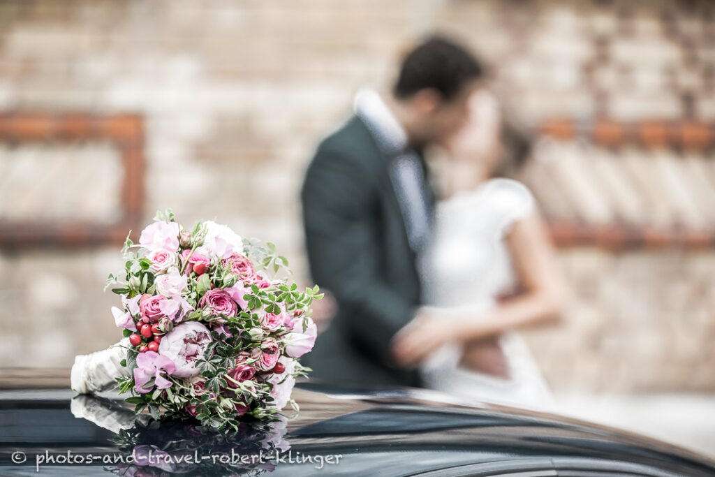 The bridal pair and the bridal bouquet