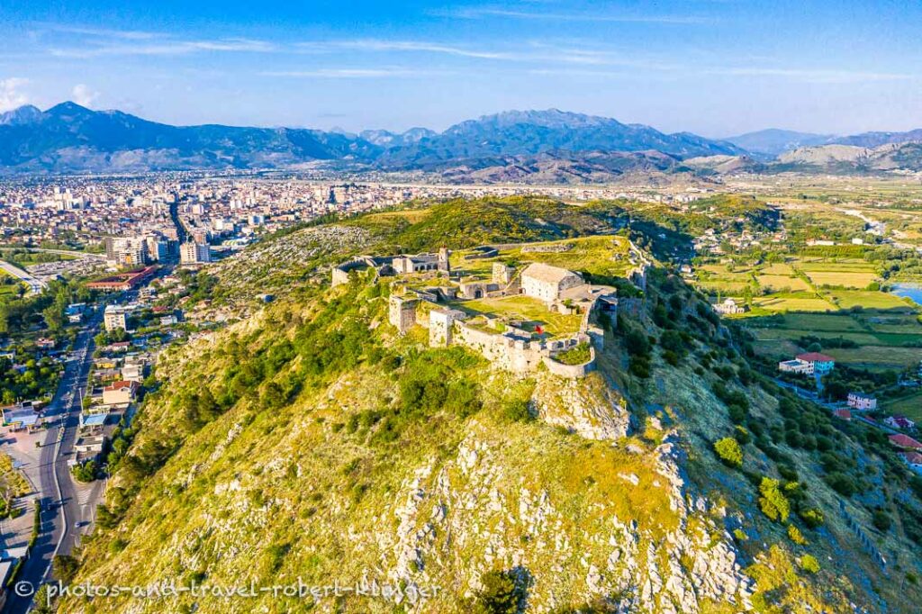 The castle Rozafa and the city of Shkodra in Albania