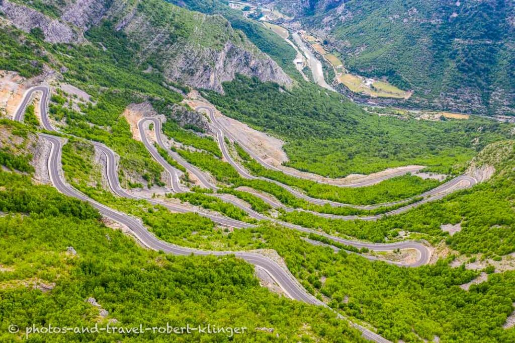 Windig serpentines in the Mountais at Rrapsh in Albania