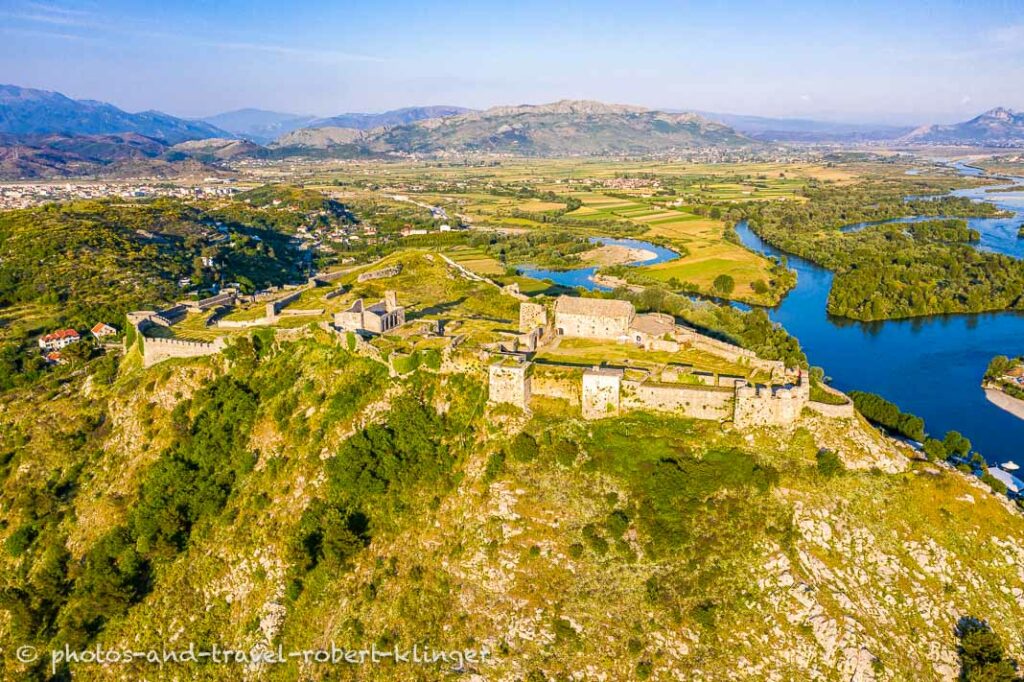 The castle Rozafa and the city of Shkodra in Albania