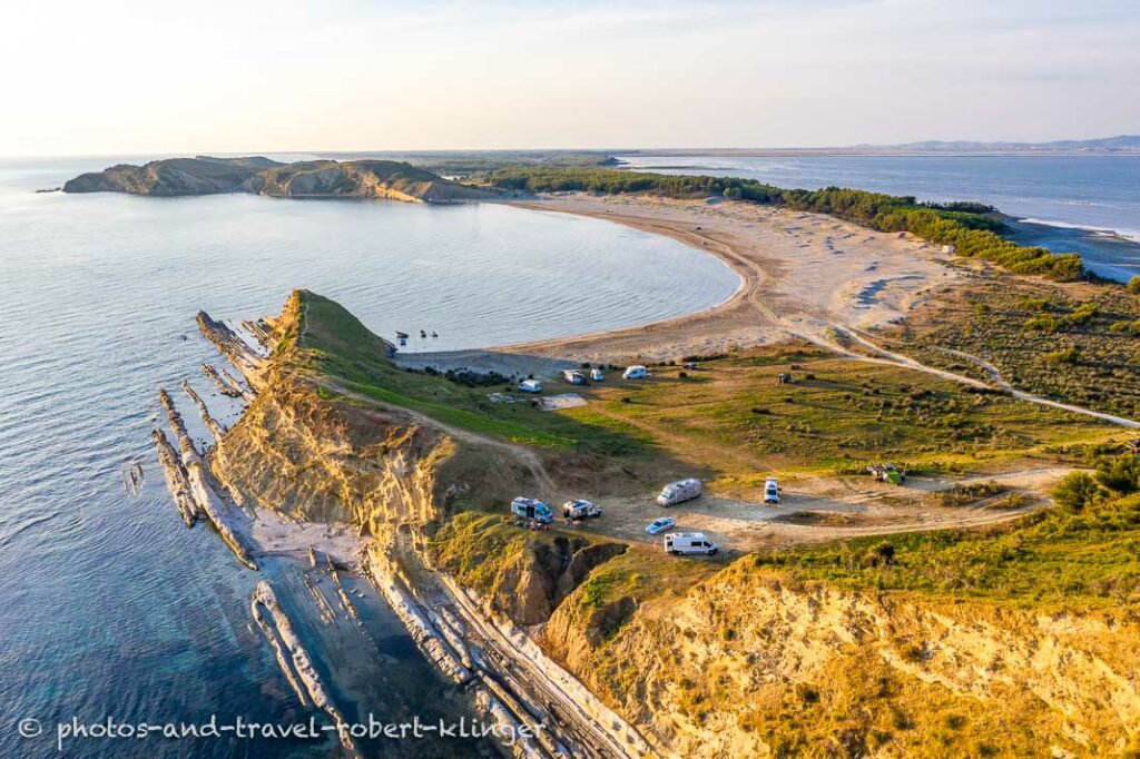 A beautiful camping spot north of the city of Vlora in Albania