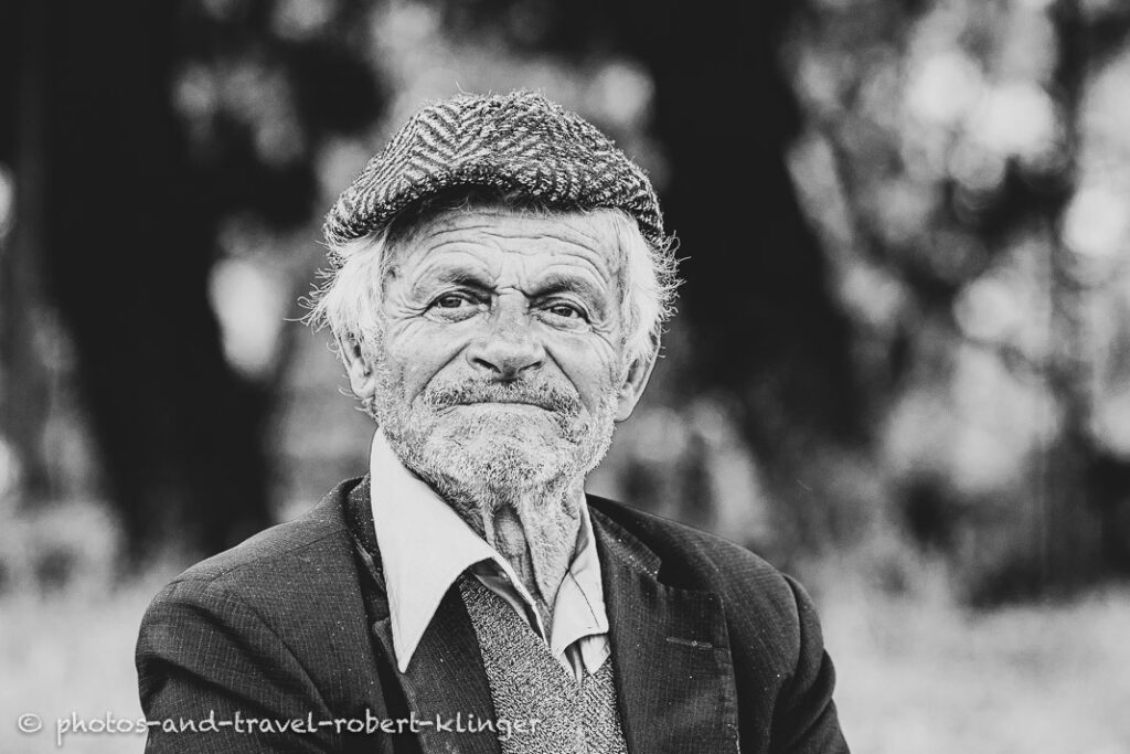 Travel Portrait of an old man in Albania