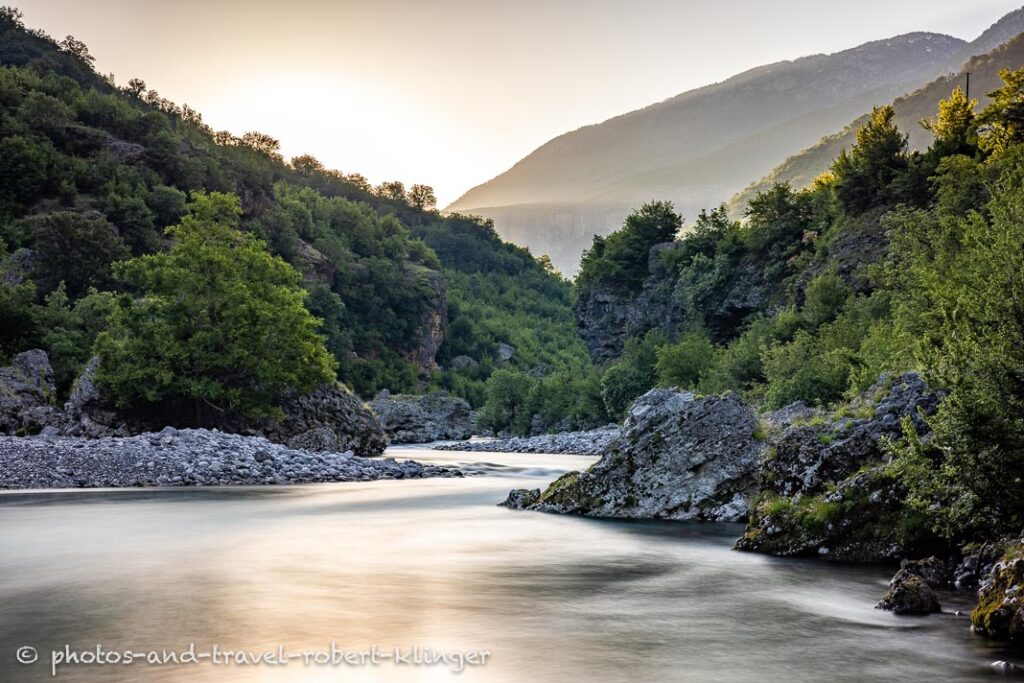 Long exposure shot of the river Cijevna in northern Albania