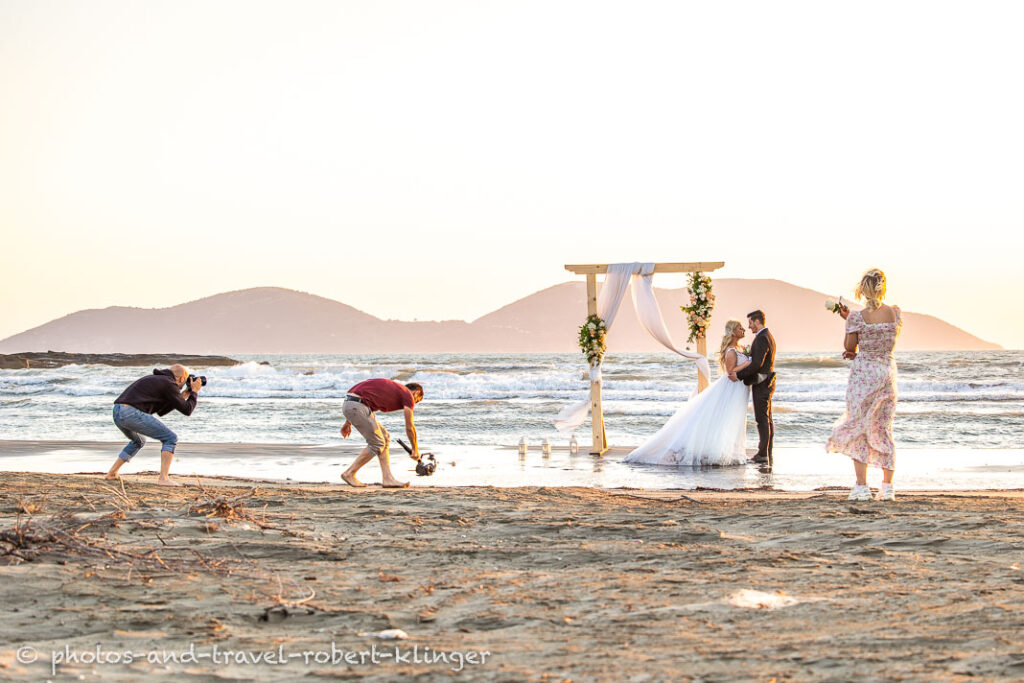 two wedding photographers on an assignment in Albania