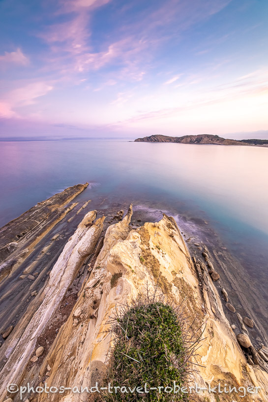A long exposureshot of sandstone formations at the coast of Albania