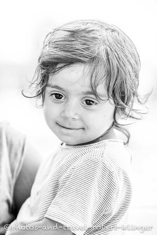 A girl in Albania, portrait, black and white photo