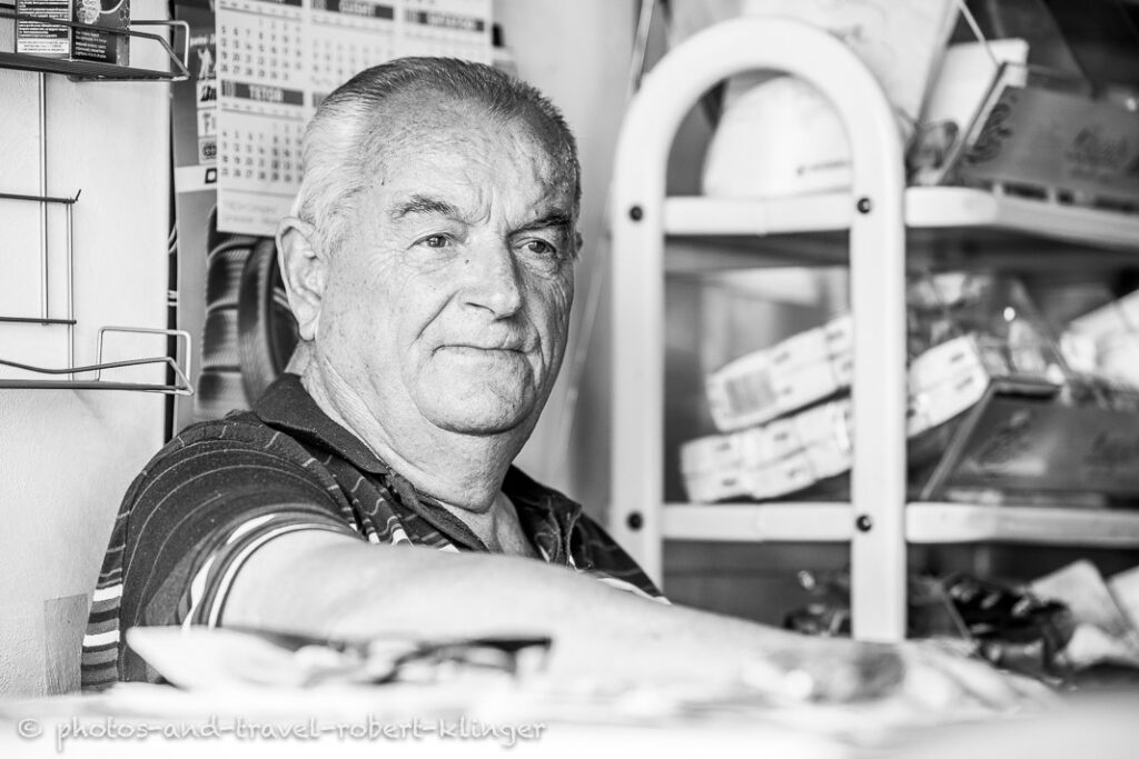 A vendor in Albania, People are very traditional in Albania