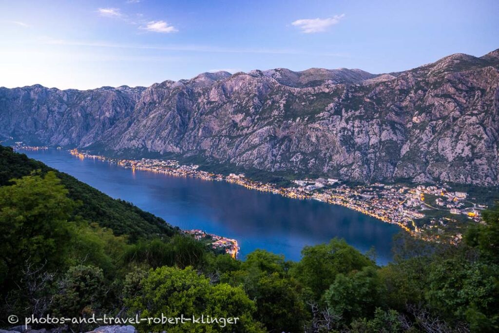 The bay of Kotor in the blue hour