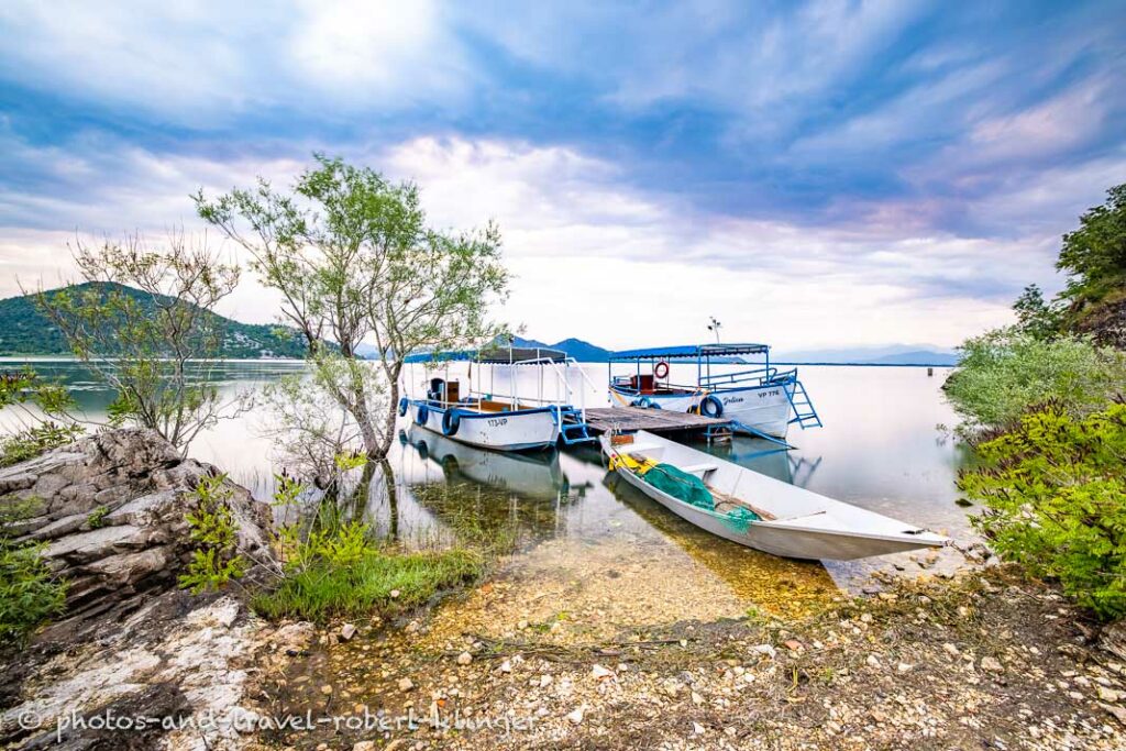 Lake Skadar and a few boats in Montenegro