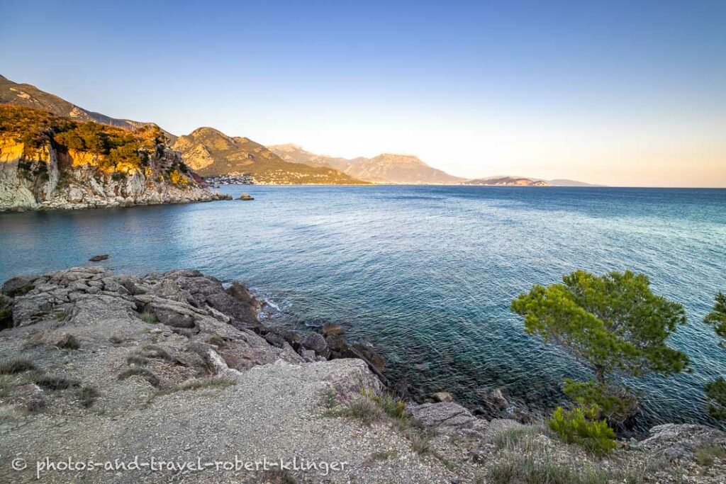 The evening sun at the city of Bar in Montenegro