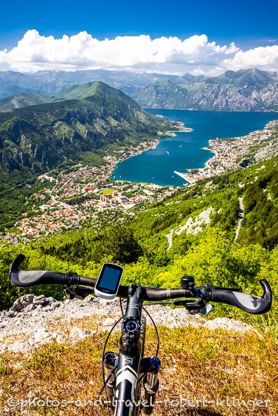 View from a mountainbike over the Bay of Kotor