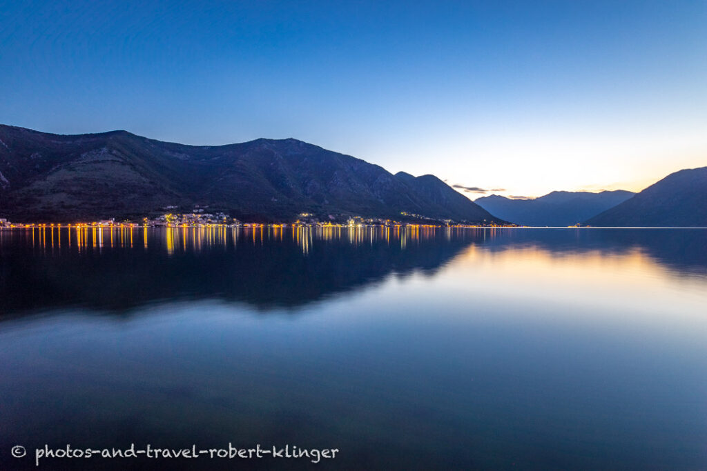 Blue hour in the bay of Kotor