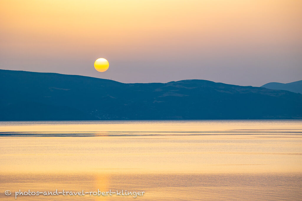 A beautiful sunset at Lake Ohrid in Northern Macedonia