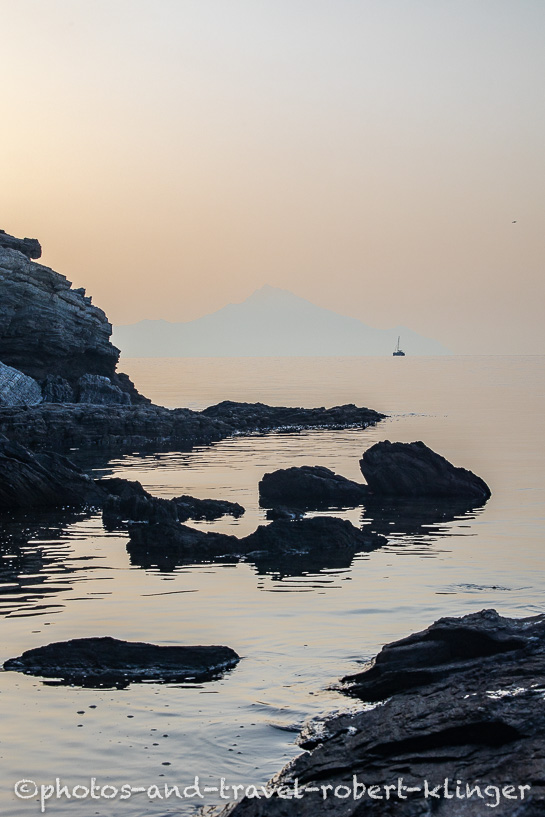 Mount Athos in Greece during sunrise