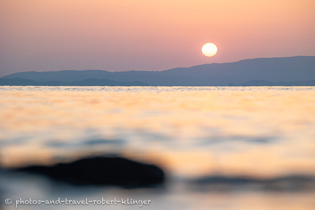 Sunrise in Sithonia in Greece at the beach