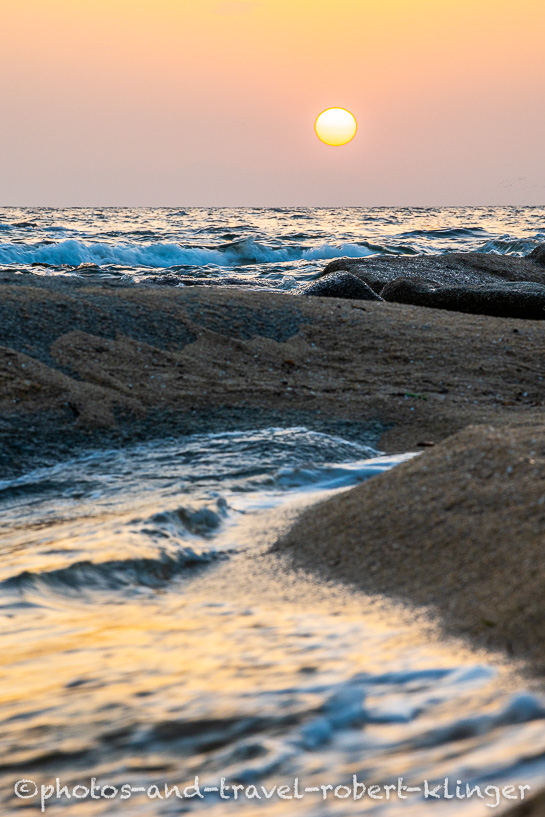 Sunrise over the sea in Sithonia in Greece
