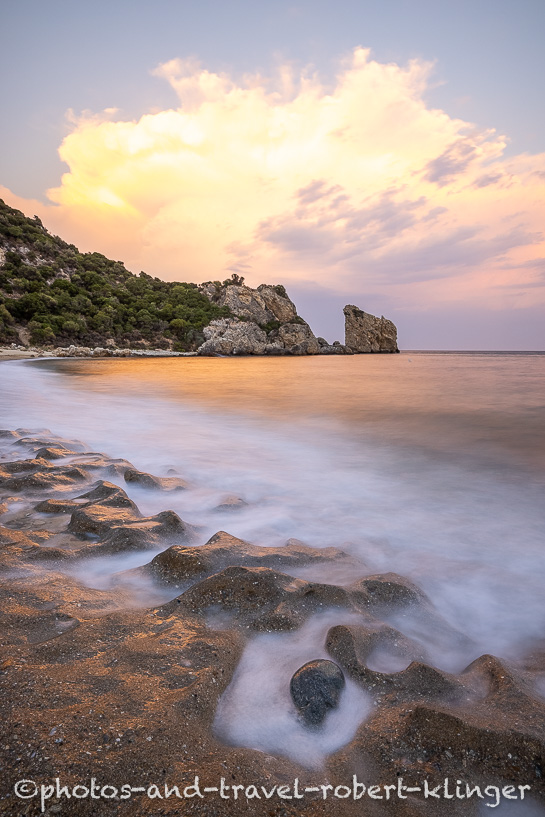 Sunrise over a beach in eastern Greece