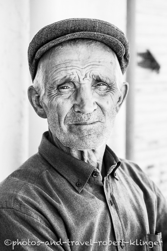 A black and white Portrait of a turkish man