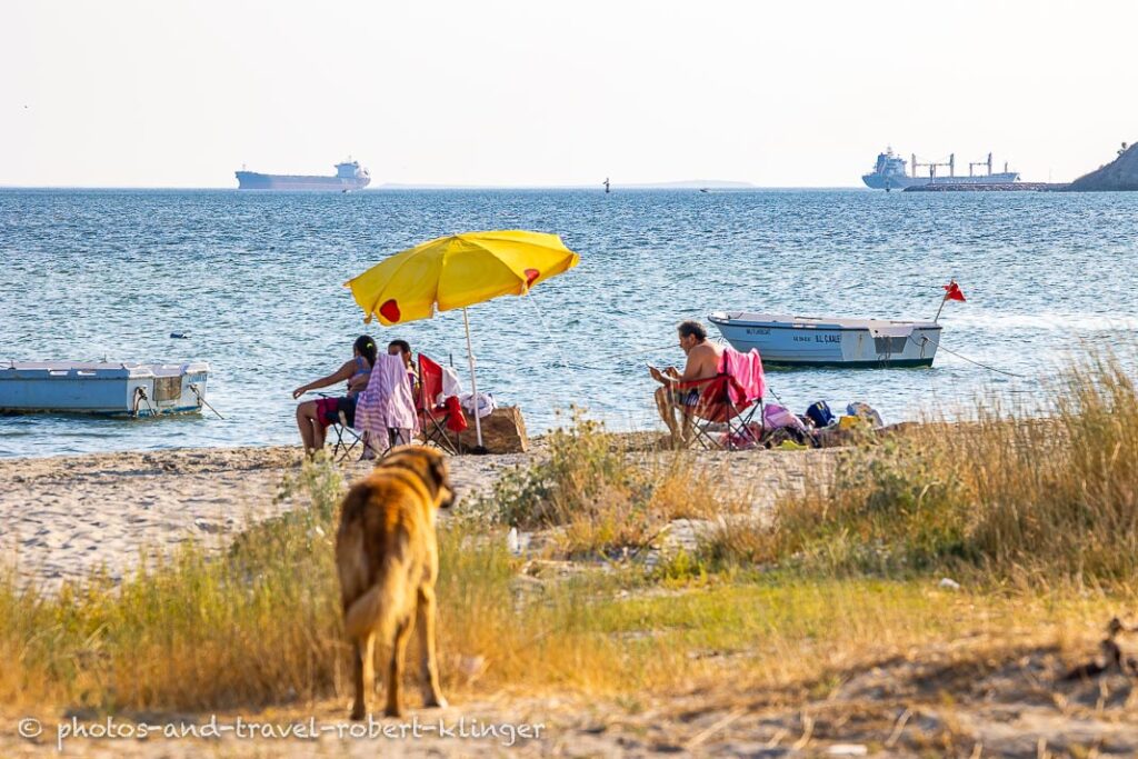 Turkis people are enjoying beach life on the Gallipoli Peninsula