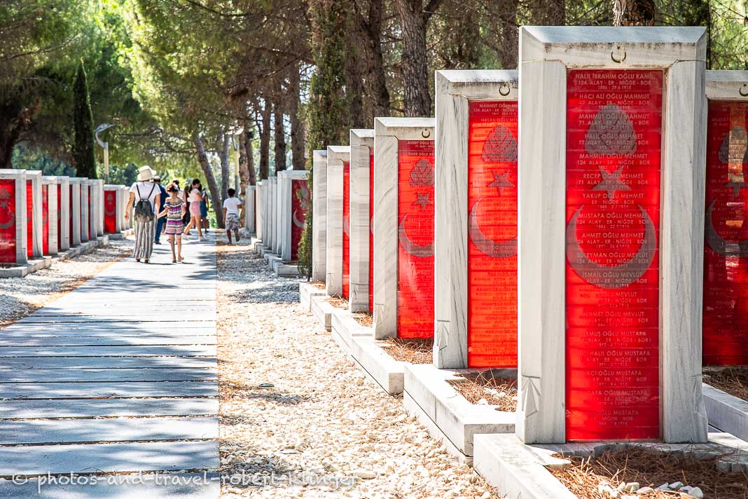 A military cemetery at the Çanakkale Martyrs' Memorial is on the Gallipoli Peninsula