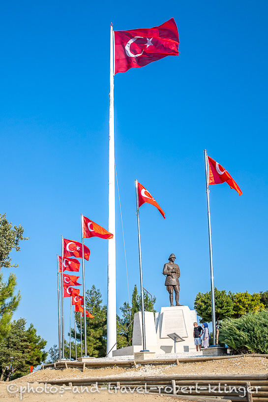 Turkish flags on a war memorial site on the Gallipoli Peninsiula