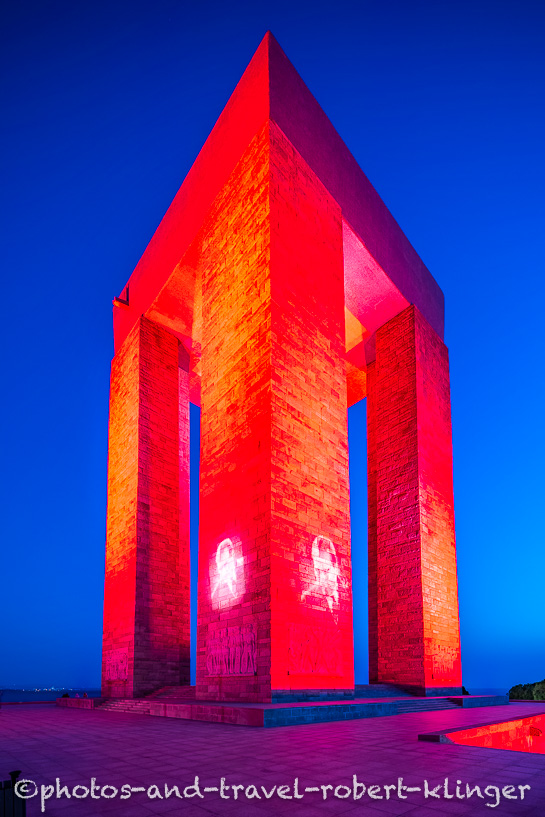 The Çanakkale Martyrs' Memorial in the blue hour