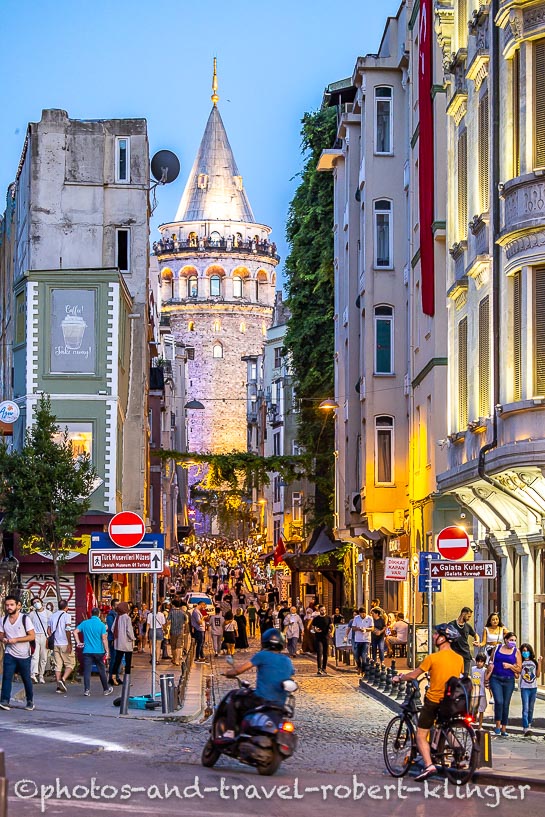 The Galata Tower in Istanbul during the blue hour
