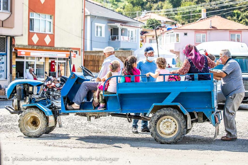 A little tractor for passenger transport in the village of Bayat in Turkey