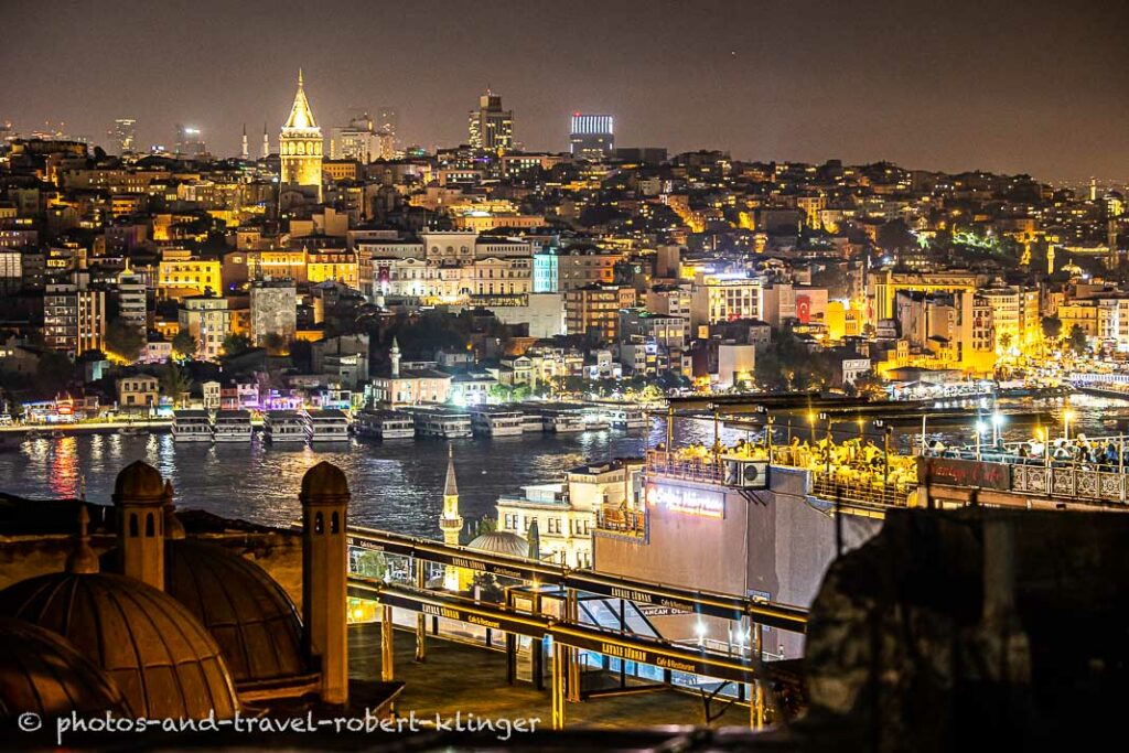 View from Süleymaniye Mosque during nighttime