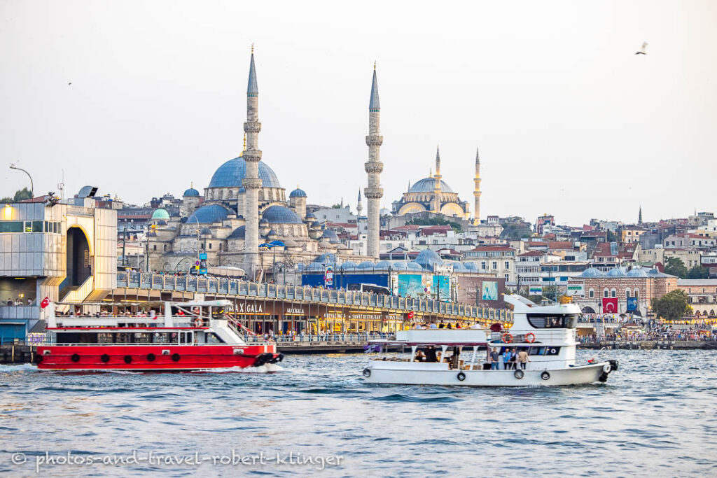 The city of Istanbul behind the Golden Horn Inlet