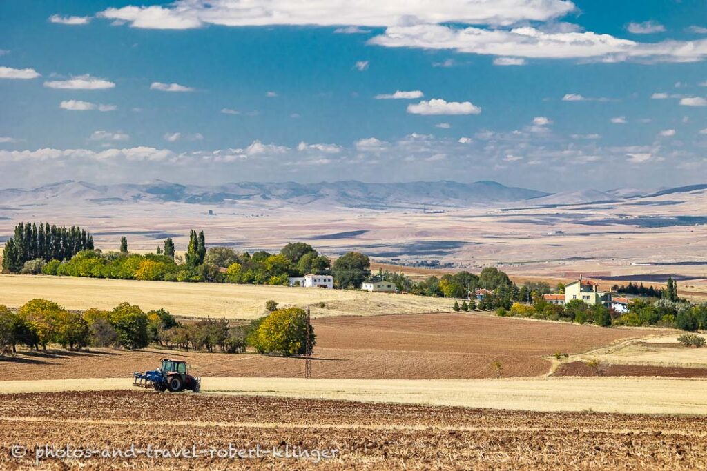 A tractor plugging a field in Central Anatolia