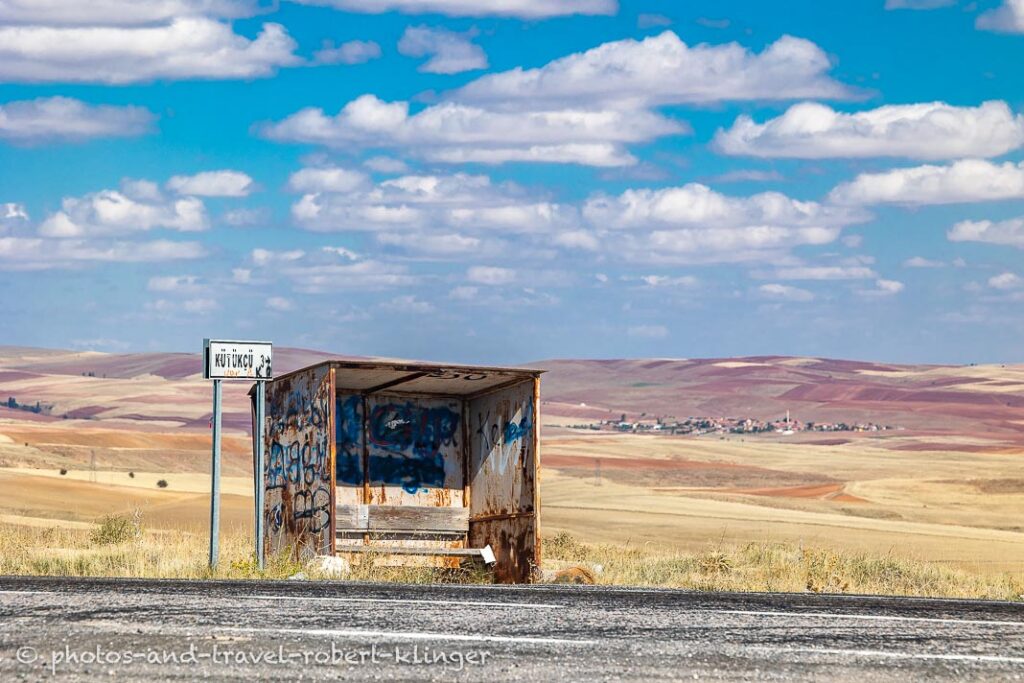 A bus stop in Central Anatolia