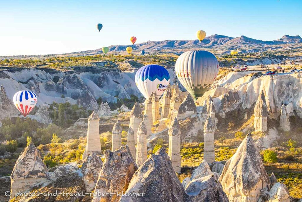 Hot air ballons over the Rose valley in Cappadocia