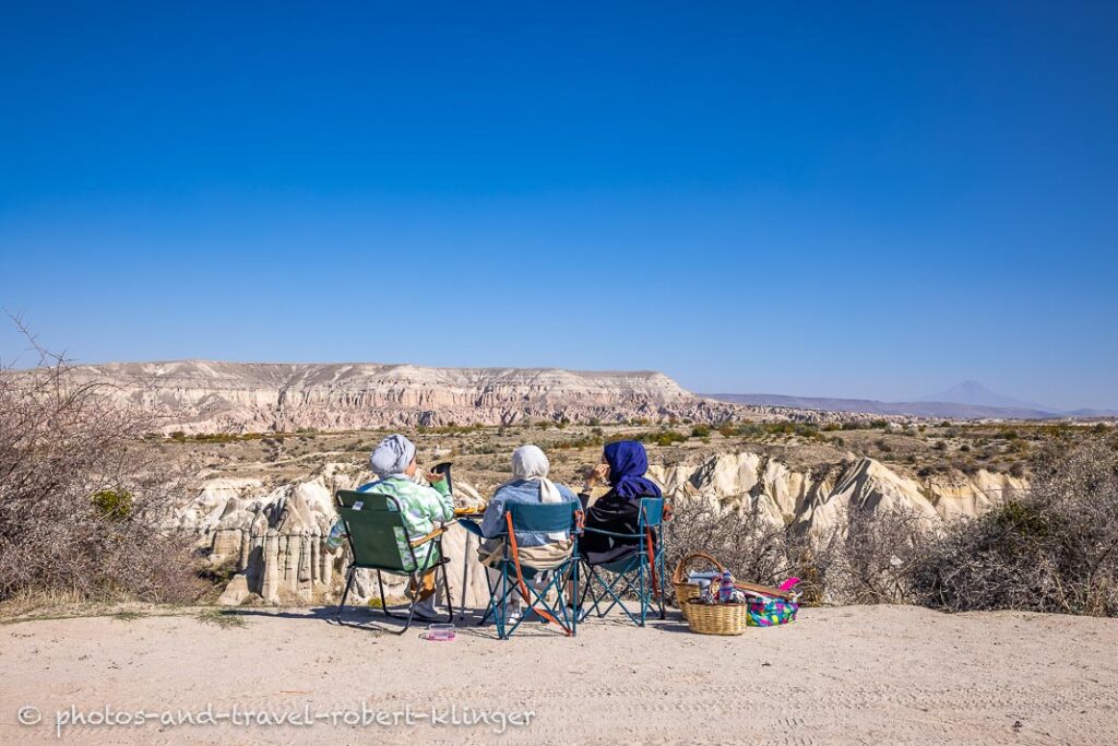 Three women having lunch in Cappadocia