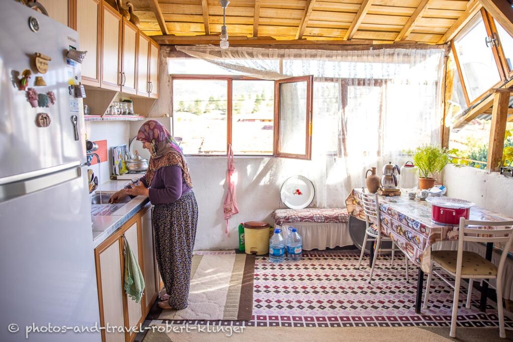 A turkish woman cooking in her kitchen in Korgun, a village norh of Ankara