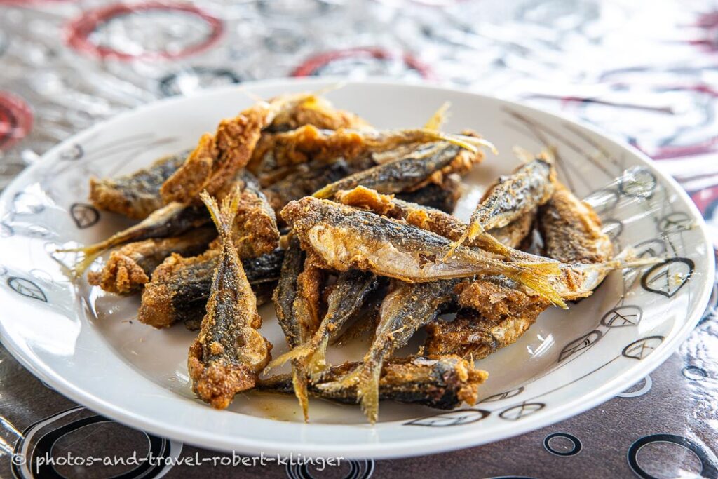 A plate full of fried fish from the Black Sea