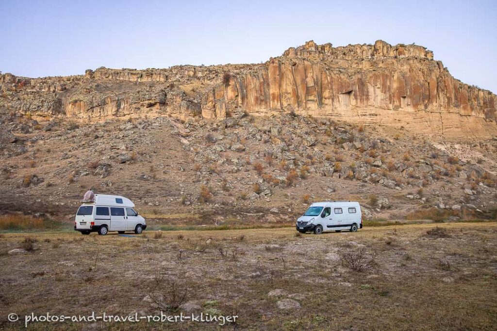 Two camping vans in the Ihlara Valley
