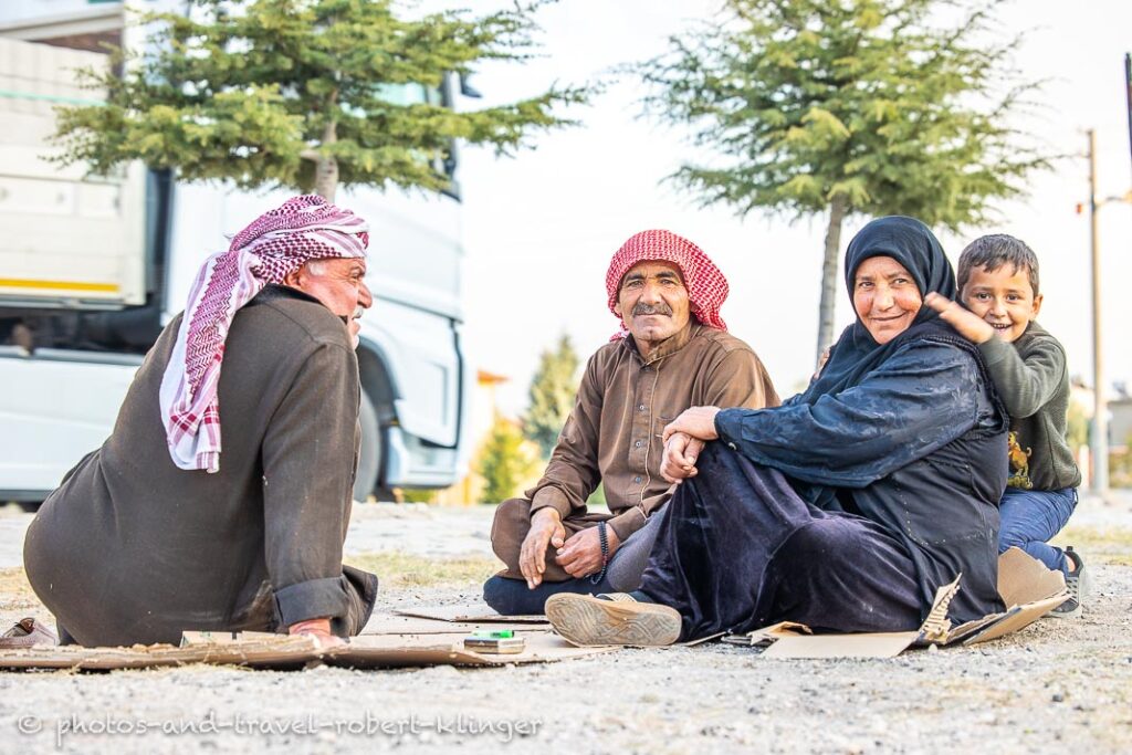 People sitting on the road in Derinkuyu, Turkey