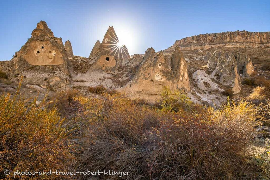 Rock formations in Soganli in Cappadocia, Turkey