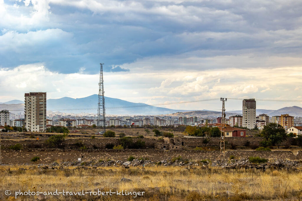 The city of Kayseri in Turkey under dramatic clouds