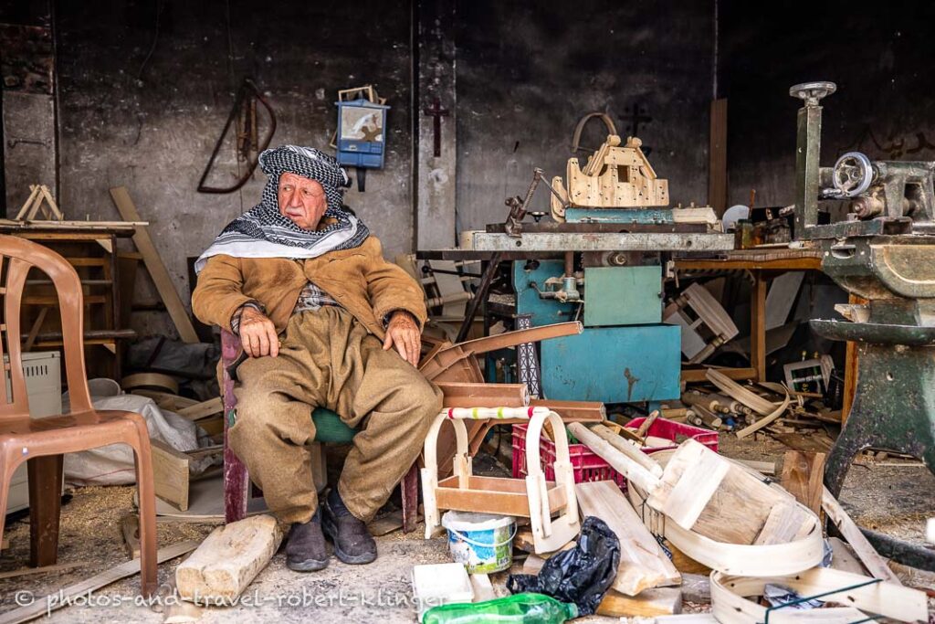 A carpenter in Alqosh in Iraq in his workshop