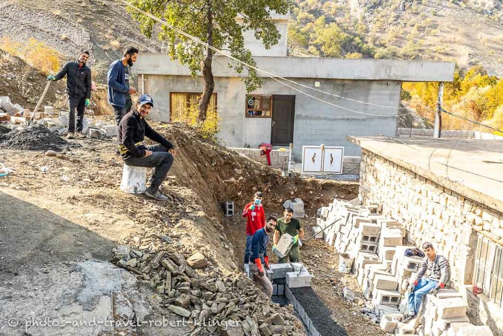 A few men working on a construction site in Kurdistan