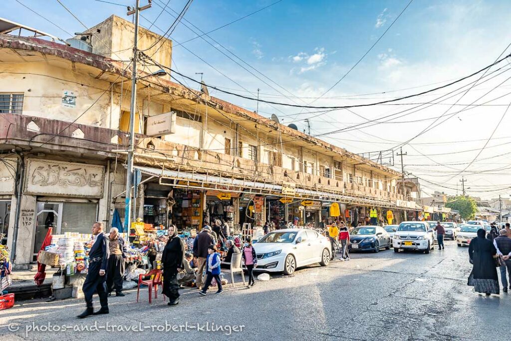 People walking on a road in Erbil, Kurdistan