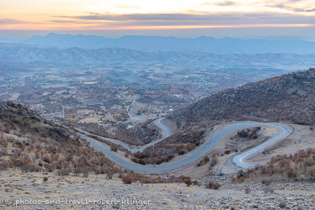 A winding road in the mountains of Kurdistane