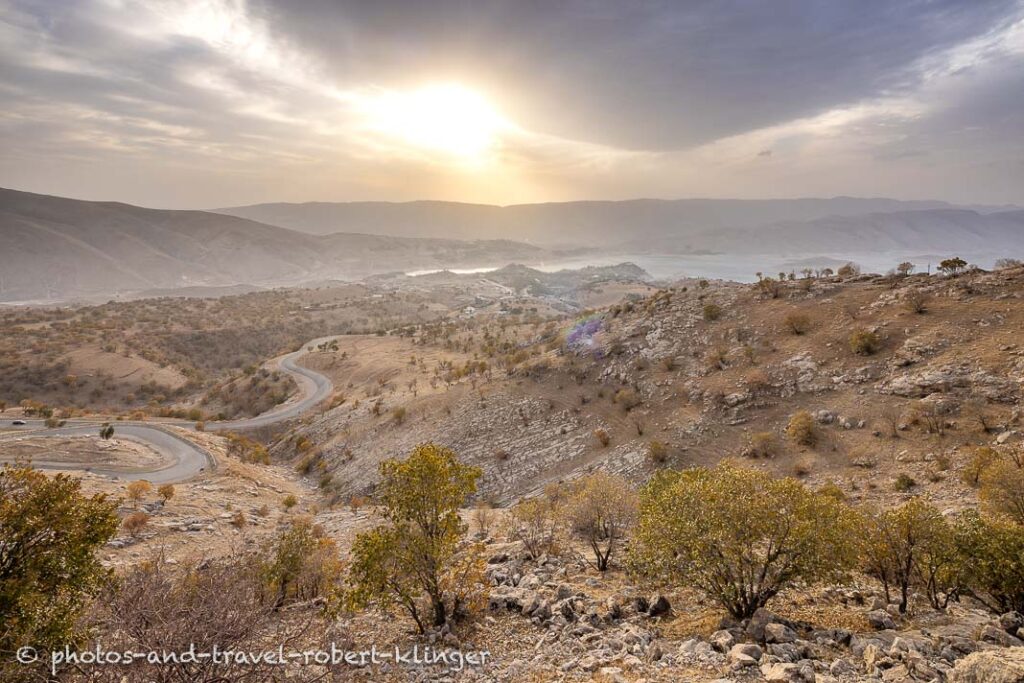 Sunset in the kurdish mountain at Dukan Lake