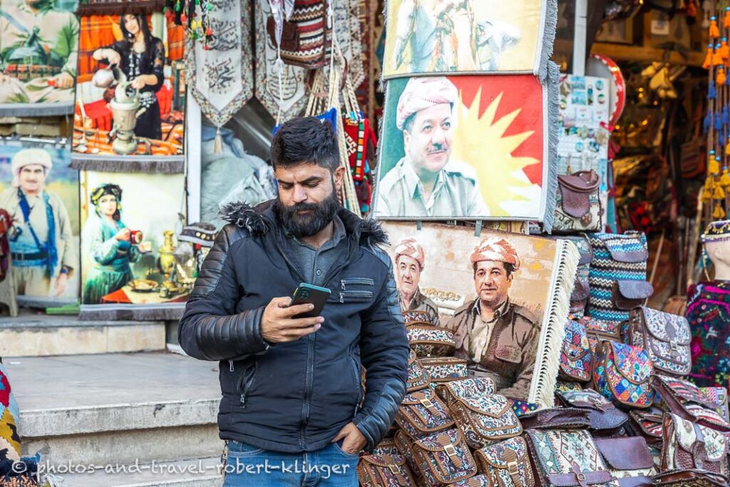 A salesman in a souvenir shop in Erbil