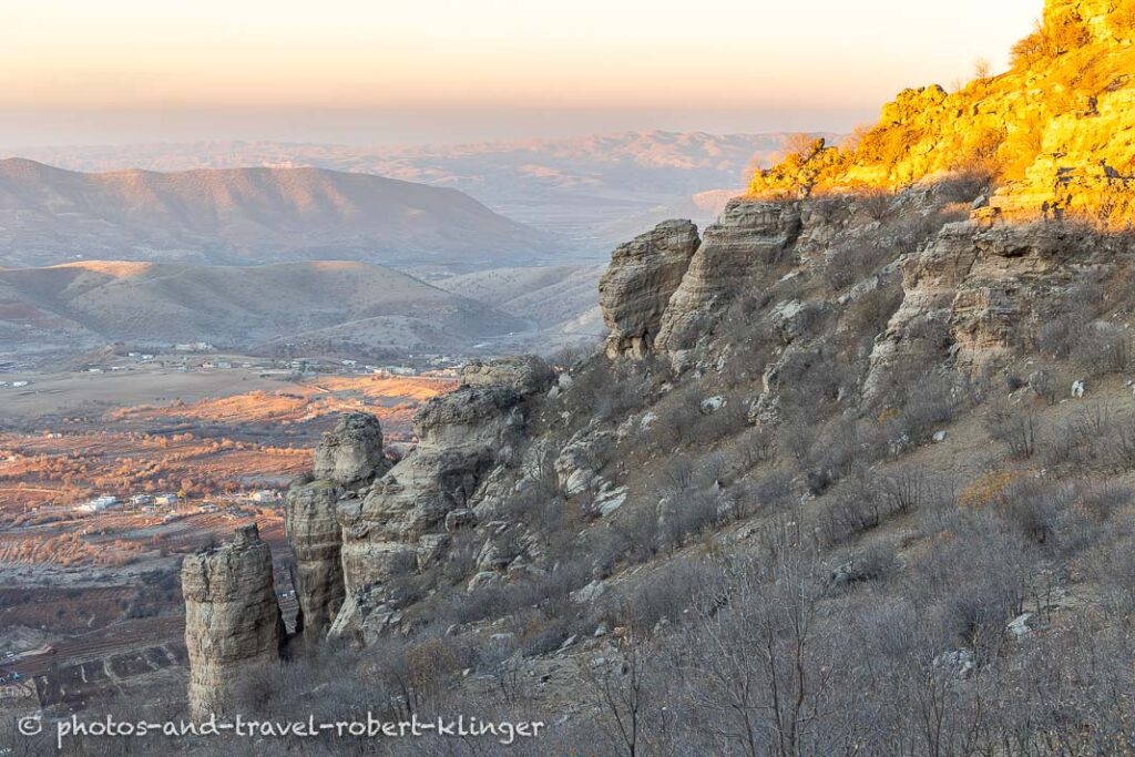 The evening sun over the mountains of Kurdistane, Iraq